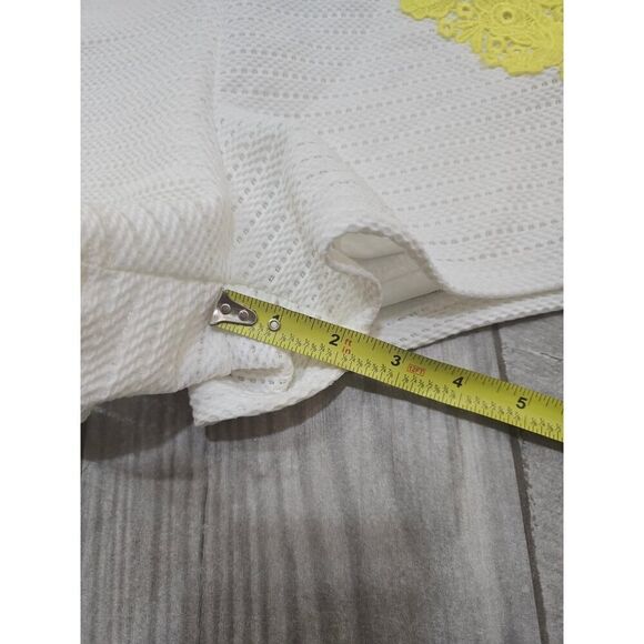 Soieblu Summer Romper Yellow & White Wrap Lace Shorts Long Sleeve Women's Size L - Picture 7 of 11